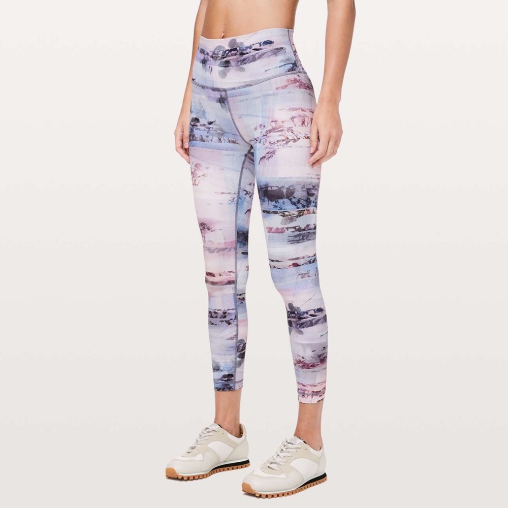 lululemon  wunder under high rise 7/8 tight 25" in sunrise silhouette, size 4